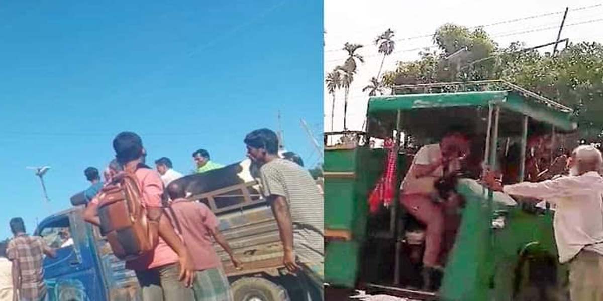 সাদুল্লাচর বাজারে হাইওয়ে রাস্তায় ব্যারিকেট